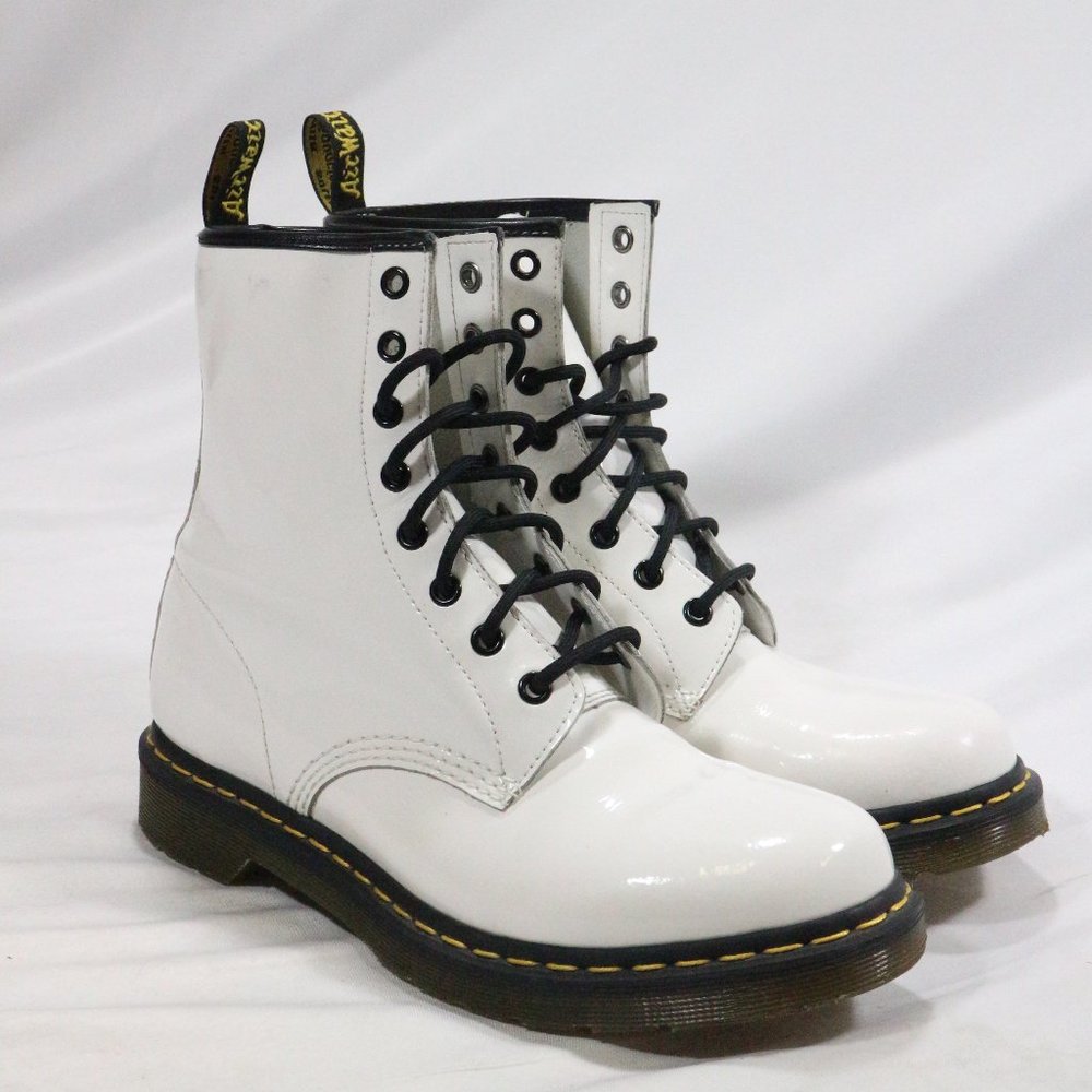 DR. MARTENS 1460 W White Patent Lamper Boots Sz 10 Wmns - Picture 4 of 8
